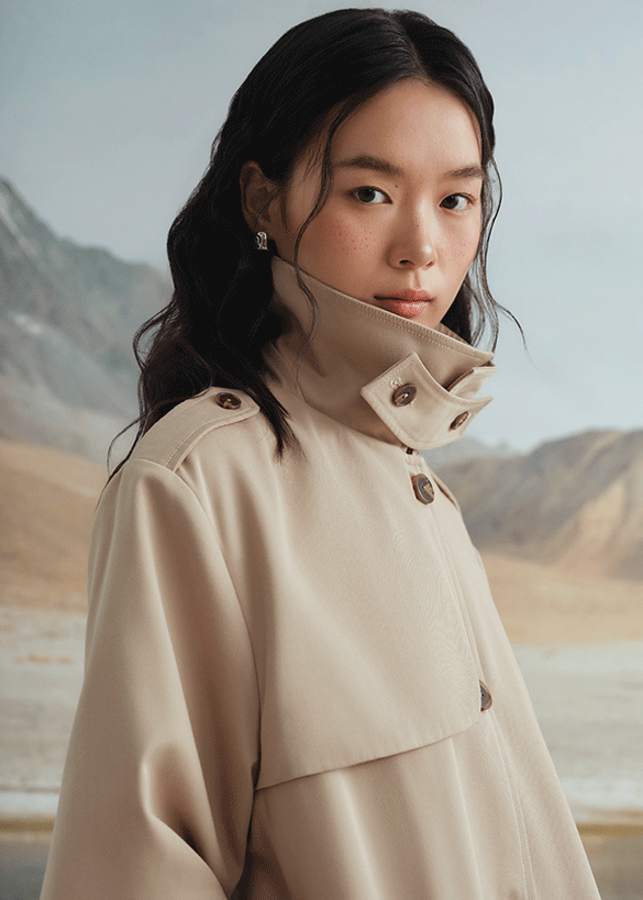 Madeline twill trenchcoat in Beige