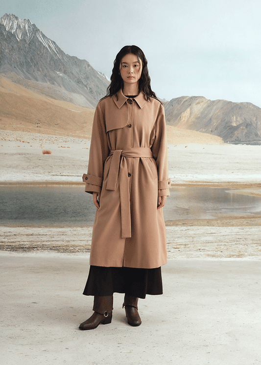 Madeline twill trenchcoat in Tofee brown