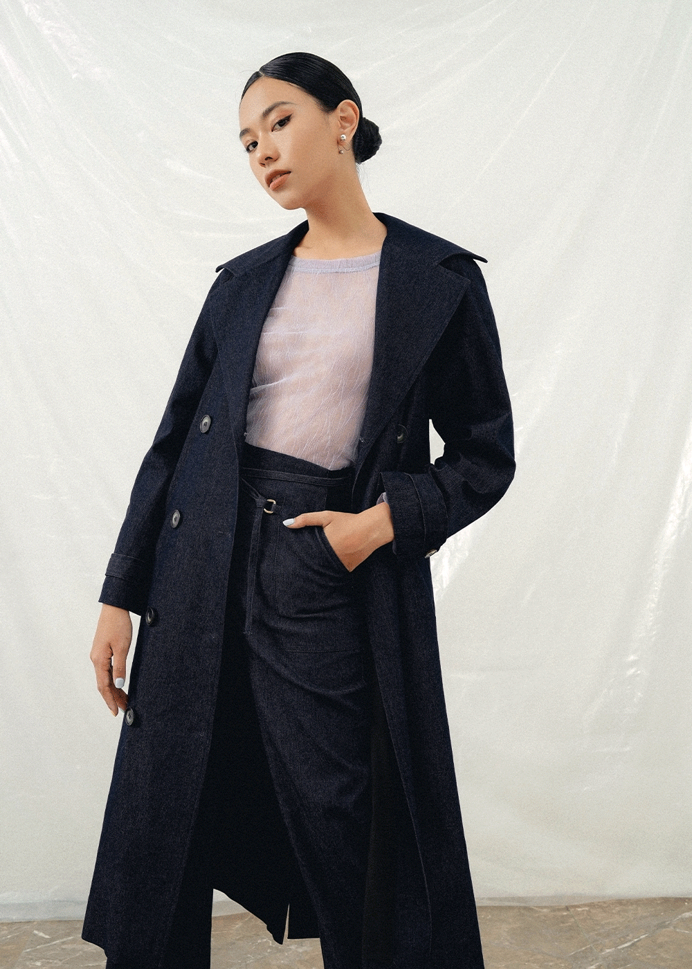 Denim Capucine Trench Coat