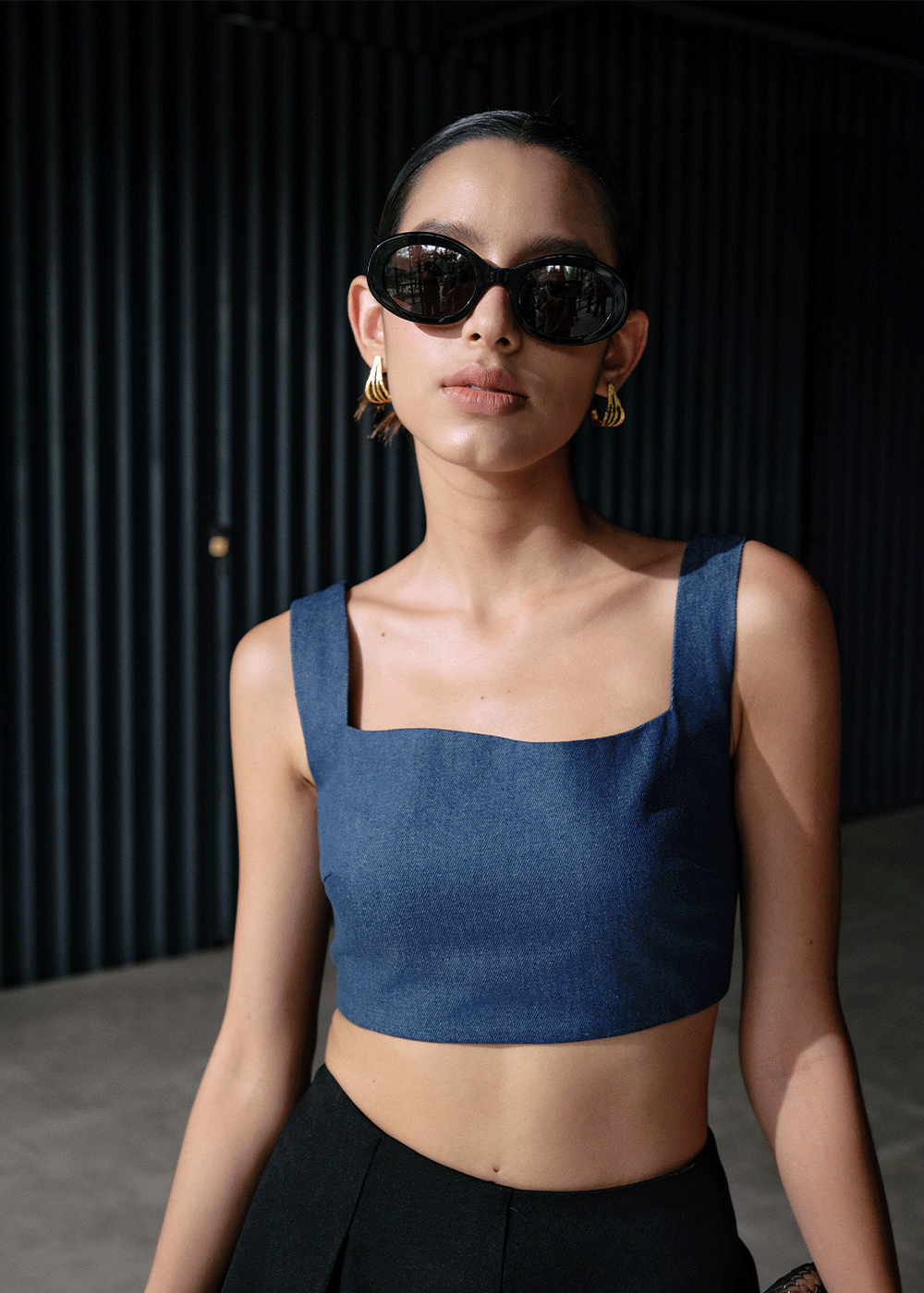 Jane denim croptop in Blue