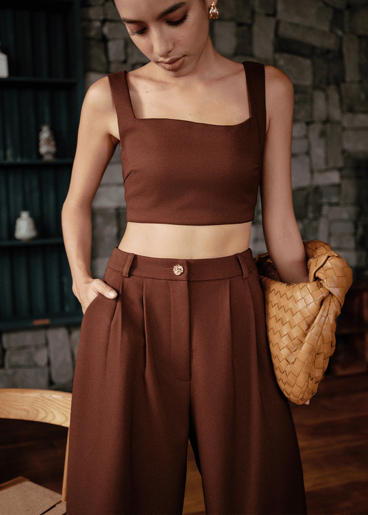 Jane twill croptop in Wine red